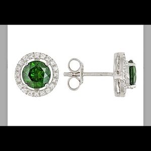 Green & Sterling Silver Earrings